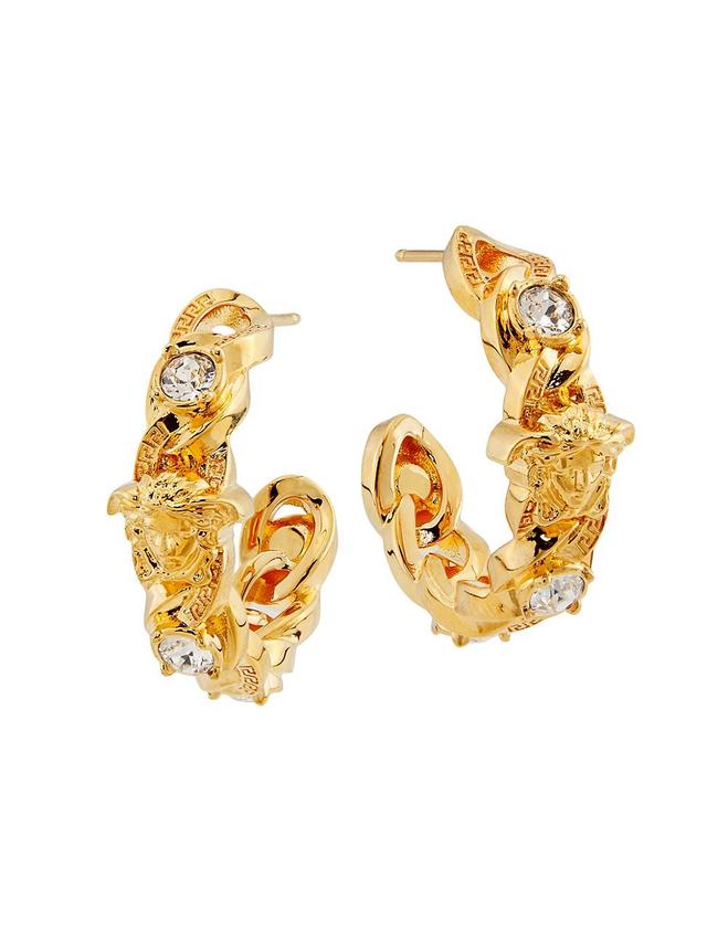 Womens Goldtone & Glass Crystal Chain Hoop Earrings Product Image