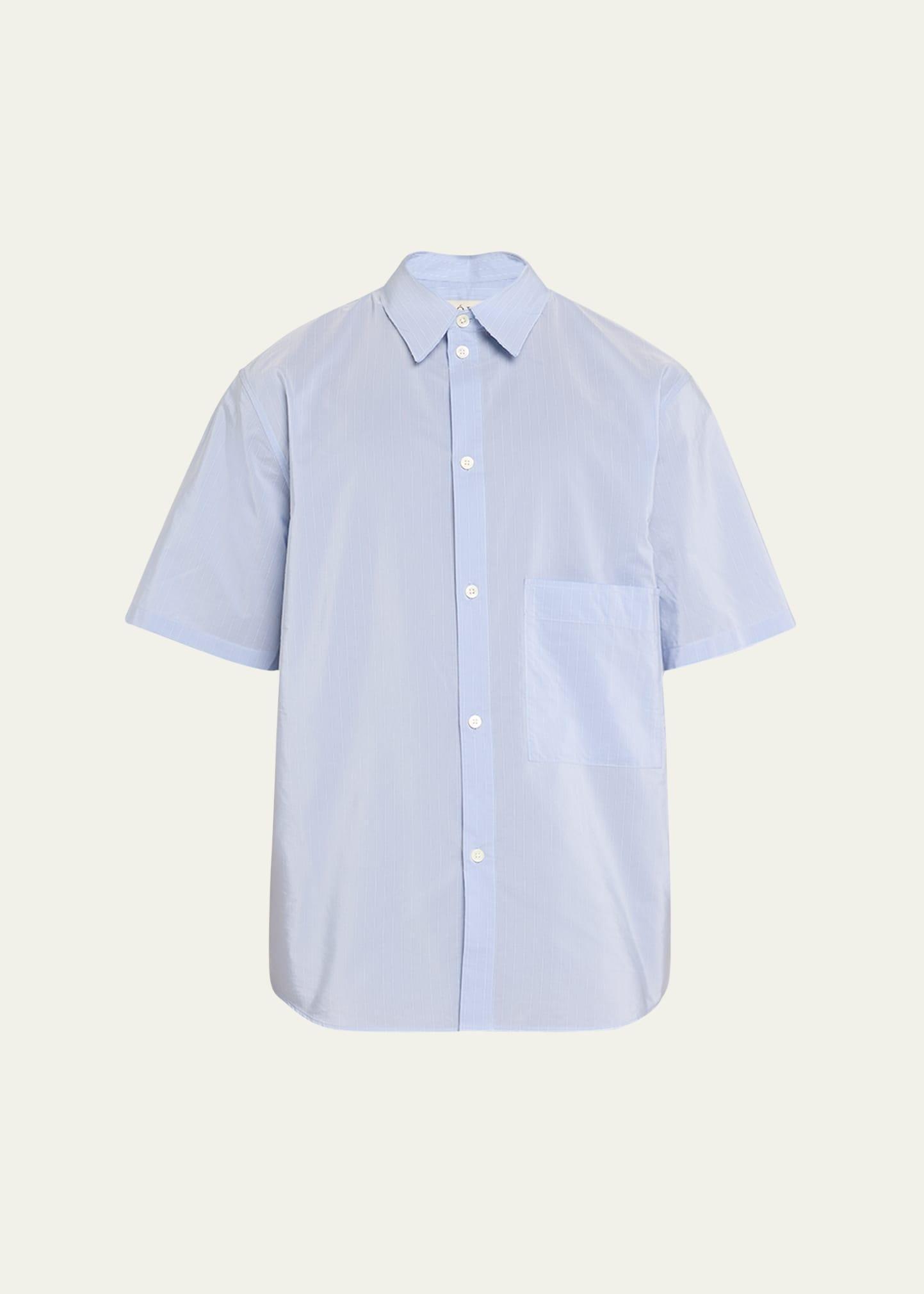 Mens Raw-Edge Striped Button-Down Shirt Product Image