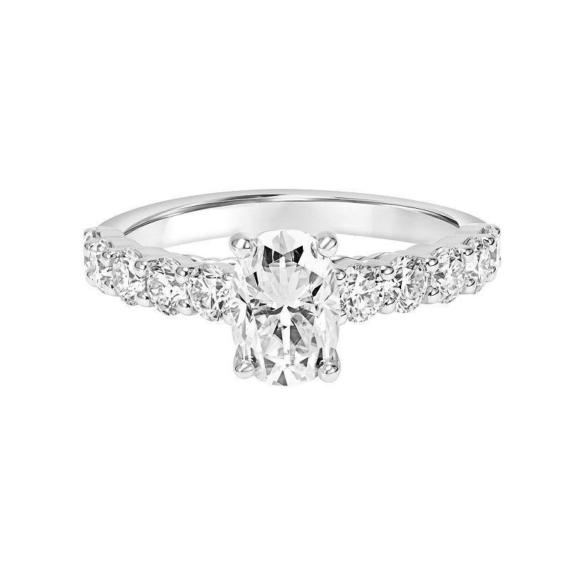 Love Always Sterling Silver 2 Carat T.G.W. Lab-Created Moissanite Engagement Ring, Womens White Product Image