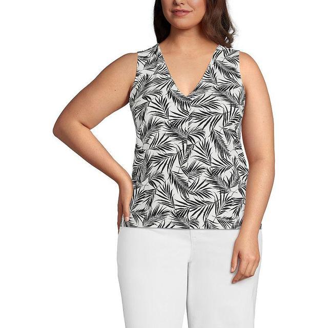 Plus Size Lands End Lightweight Pleated V-Neck Tank Top, Womens Product Image