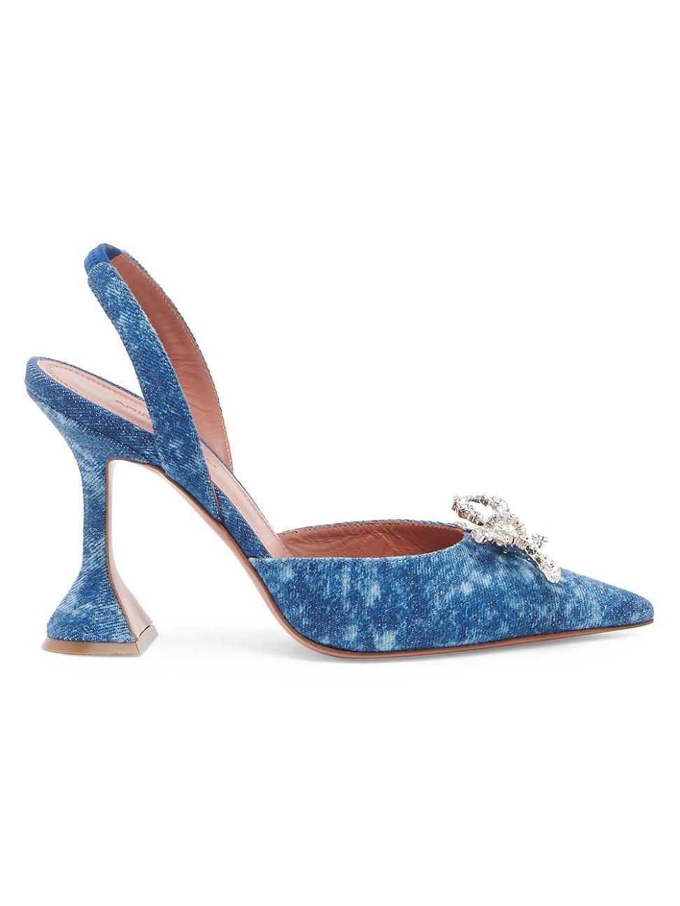 Womens Rosie 95MM Crystal Bow Denim Slingback Pumps Product Image