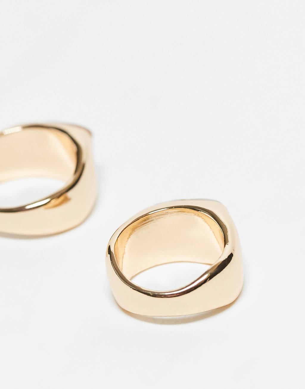 ASOS DESIGN pack of 2 rings in neutral resin design Product Image