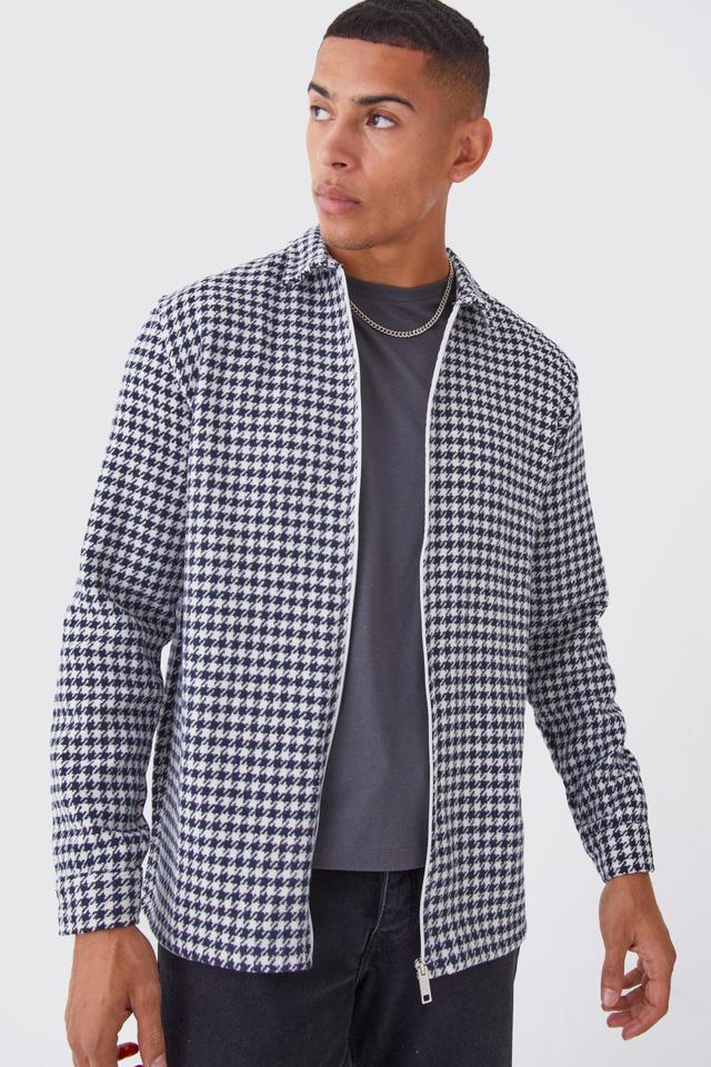 Oversized Long Sleeve Jacquard Overshirt | boohooMAN USA Product Image