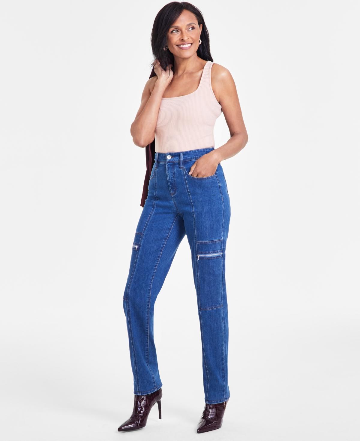 I.n.c. International Concepts Womens High-Rise Straight-Leg Jeans, Created for Macys Product Image