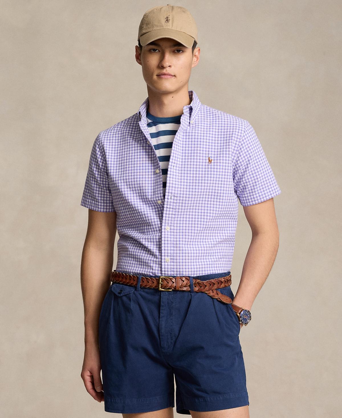 Polo Ralph Lauren Classic Fit Gingham Oxford Short Sleeve Shirt (Summer Emerald/White) Men's Short Sleeve Knit Product Image