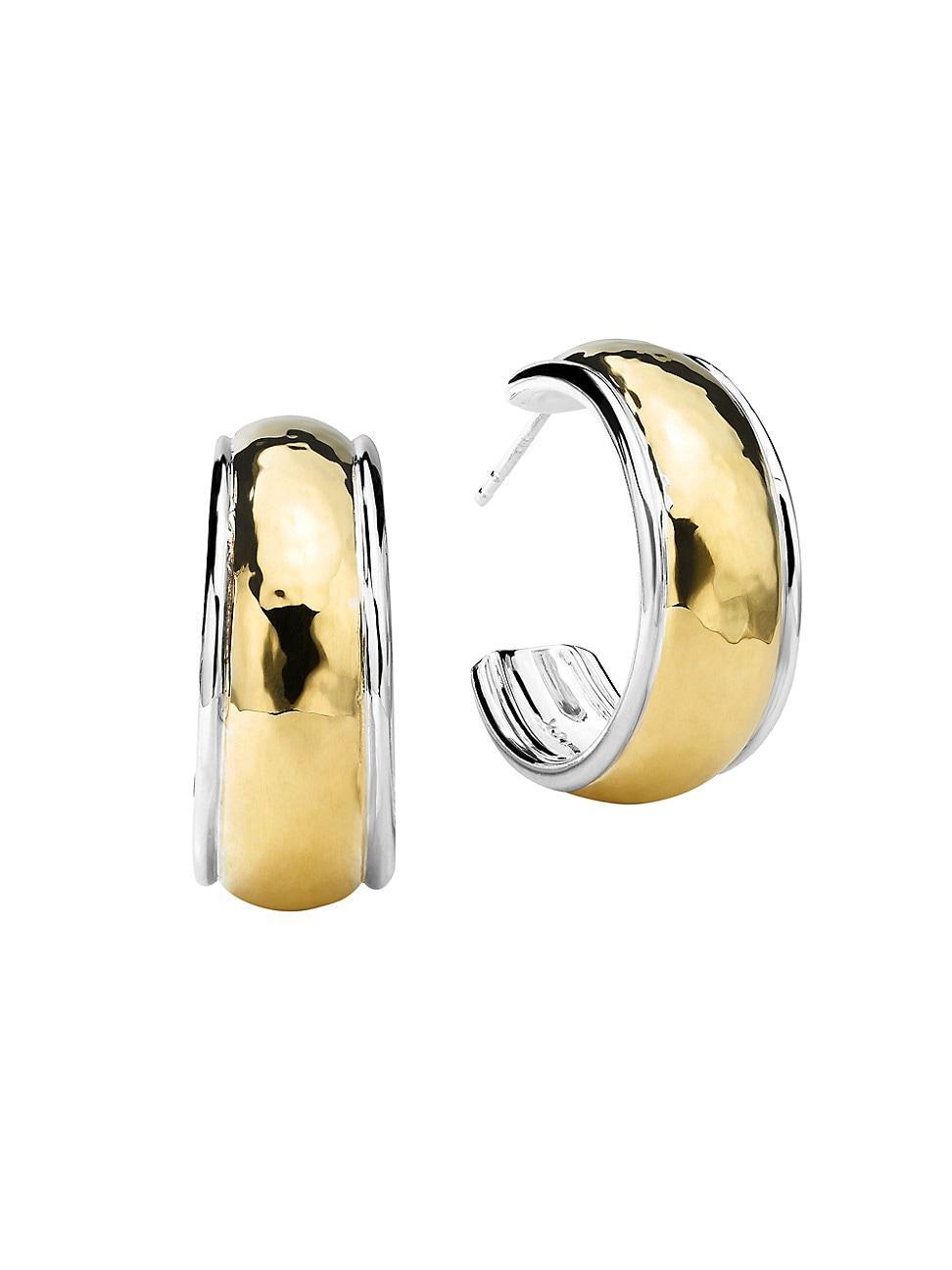 Womens Chimera Sterling Silver & 18K Gold Classico Tapered Dome Hoop Earrings Product Image