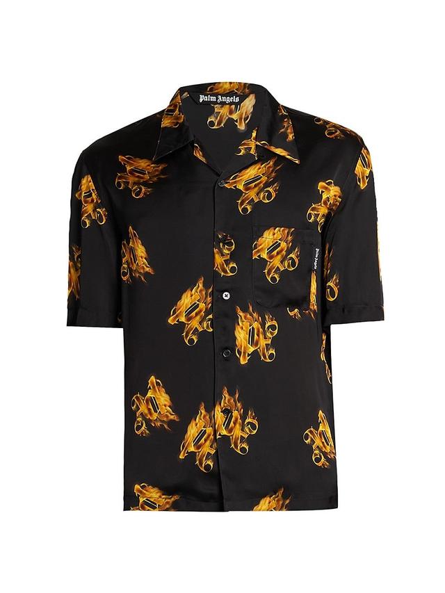 Palm Angels Burning Monogram Camp Shirt Product Image