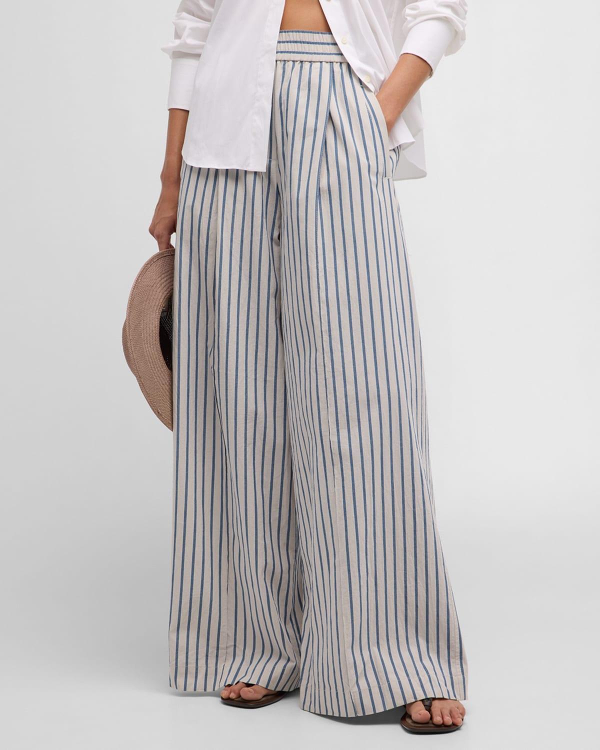 Striped Cotton Poplin Wide-Leg Pants product image