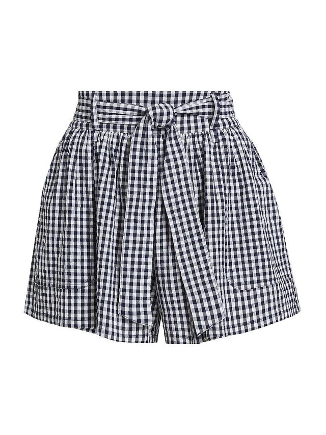 Womens Gabrielle Gingham High-Rise Shorts Product Image