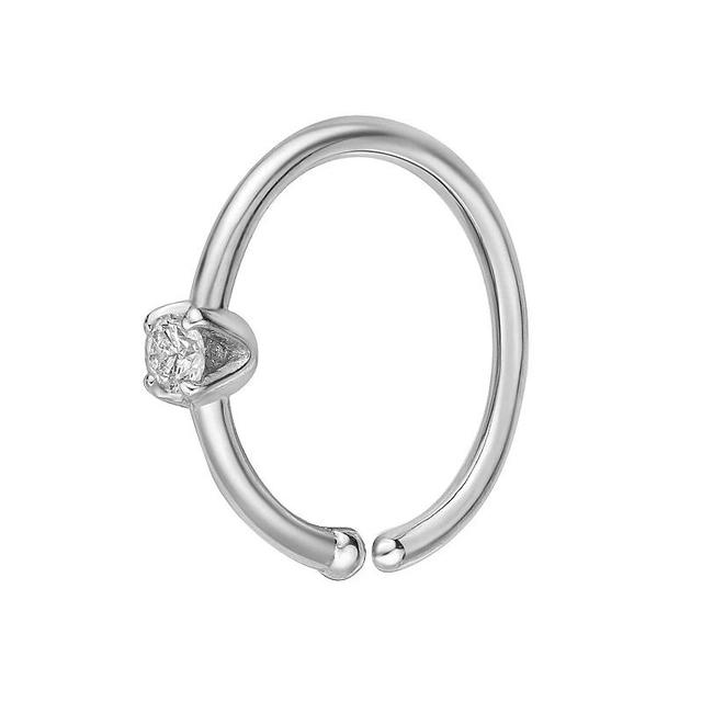 Lila Moon 14k White Gold Diamond Accent Hoop Nose Ring, Womens Product Image