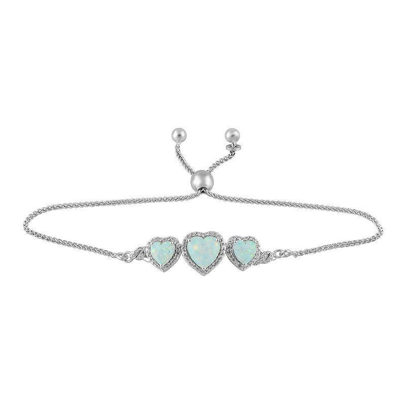 Sterling Silver Lab-Created Opal Bolo Bracelet, Womens Product Image