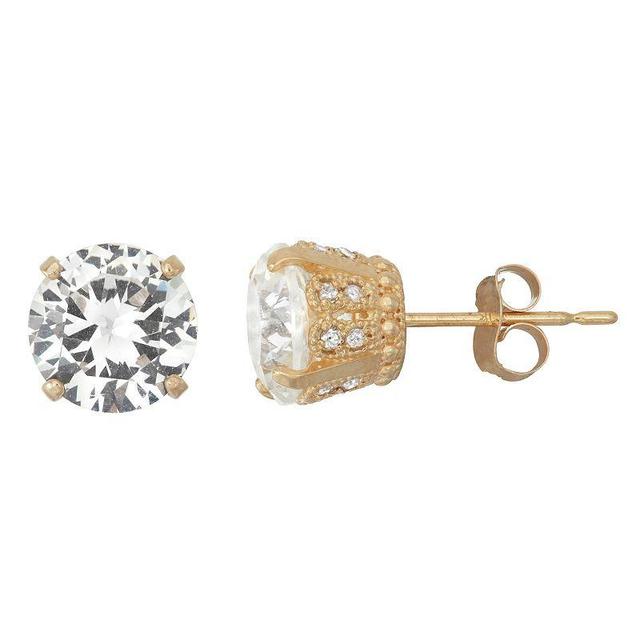 Designs by Gioelli 10k Gold Lab-Created White Sapphire & Diamond Stud Earrings, Womens, 10k Goold Product Image