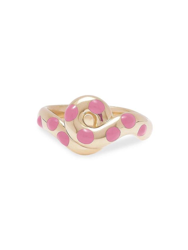 Womens Chunky Wave Polka Dots Goldtone & Enamel Ring - Yellow Gold - Size 6 Product Image