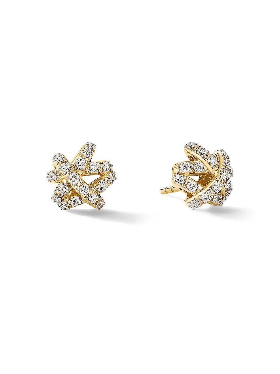 Womens The Crossover Collection Stud Earrings In 18K Yellow Gold With Full Pav Diamonds Product Image