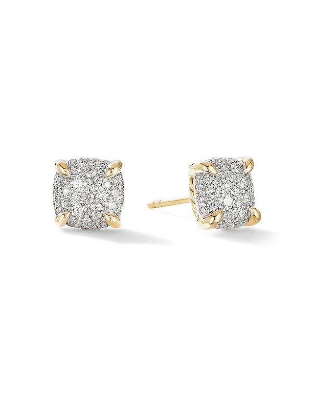 Womens Chatelaine Stud Earrings in 18K Yellow Gold with Pav Diamonds Product Image