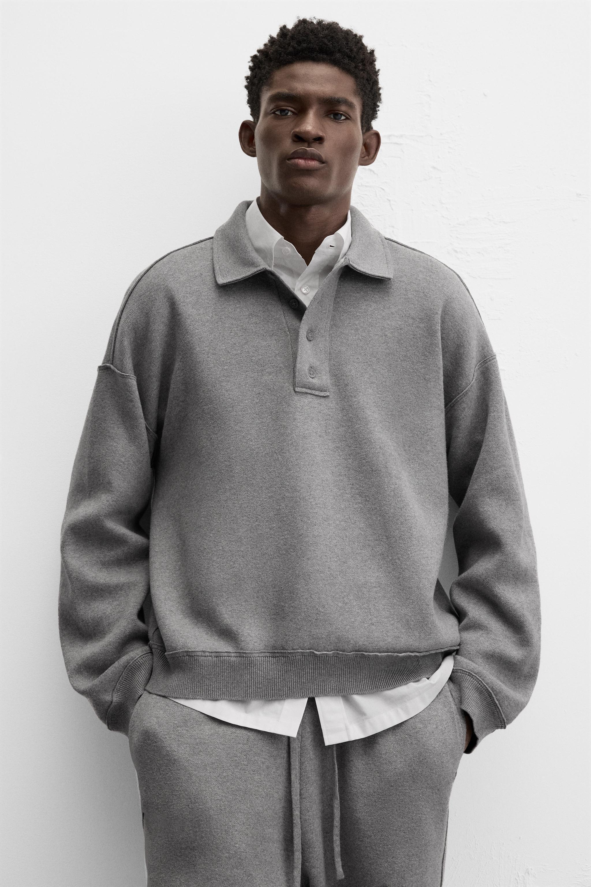 KNIT POLO WITH IRREGULAR SEAMS Product Image