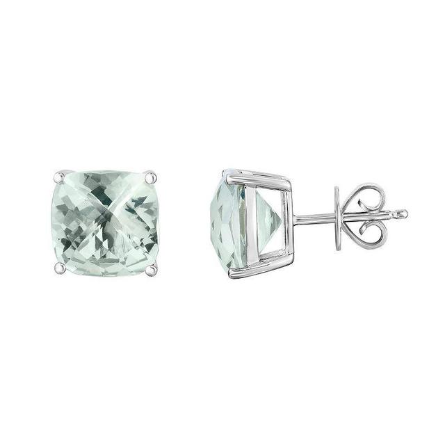 Sterling Silver Green Quartz Cushion Earrings, Womens Product Image