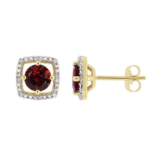 Stella Grace 10K Gold Gemstone & Diamond Accent Frame Earrings, Womens, Red Product Image