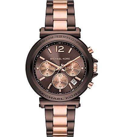 Michael Kors Womens Maren Chronograph Brown Two-Tone Stainless Steel Bracelet Watch Product Image