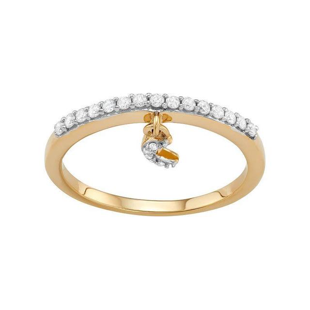 Jewelexcess Sterling Silver 1/5 Carat T.W. Diamond Dangling Half Moon Ring, Womens Gold Tone Product Image