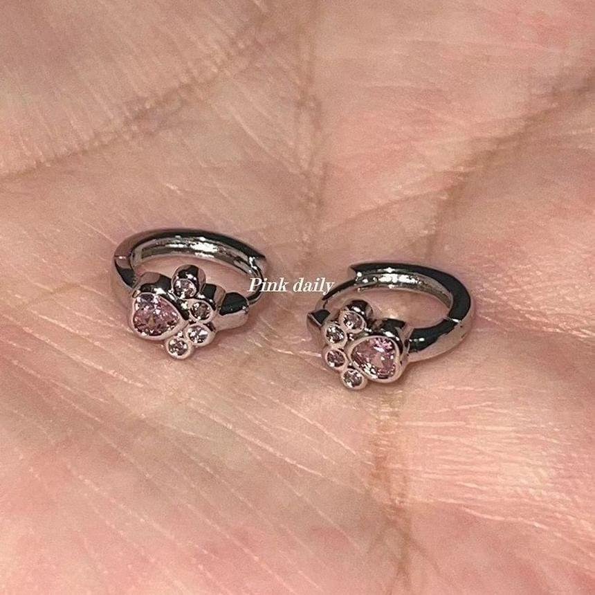 CZ Paw Alloy Huggie Earring Product Image