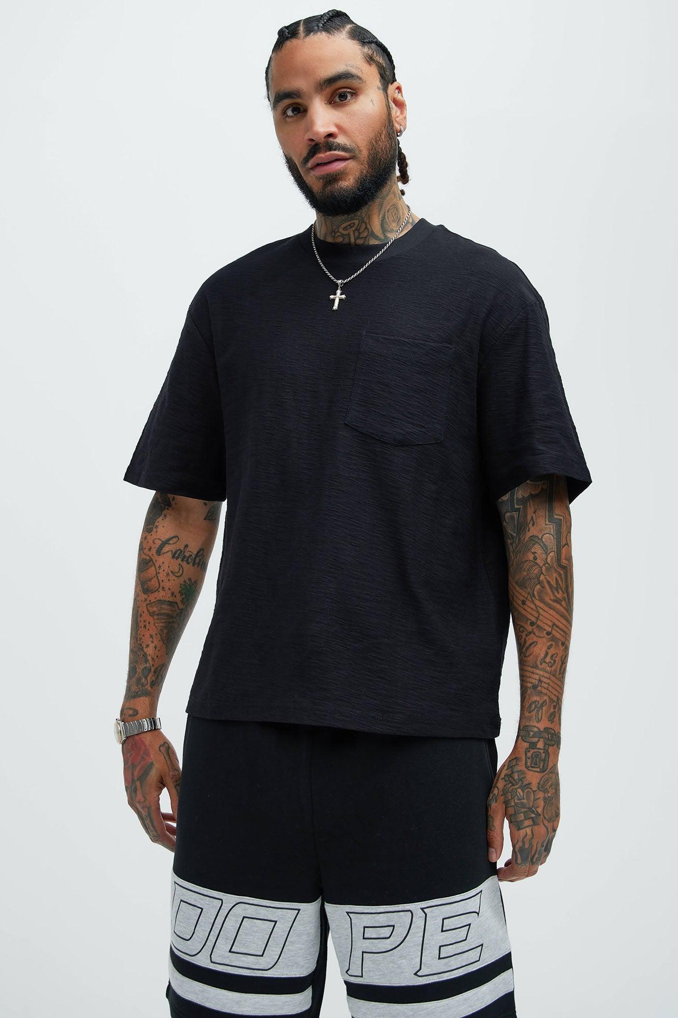 Asher Slub Texture Pocket Tee - Black Product Image