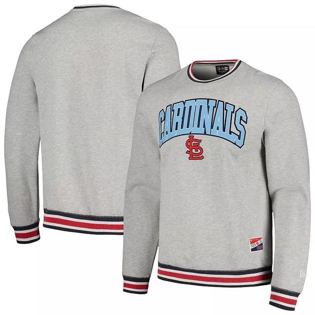 Mens New Era Heather Gray St. Louis Cardinals Throwback Classic Pullover Sweatshirt Product Image