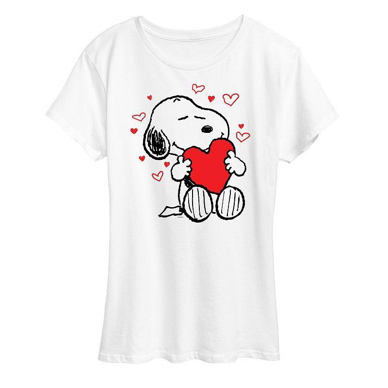 Womens Peanuts Snoopy Hearts Graphic Tee Grey Gray Product Image