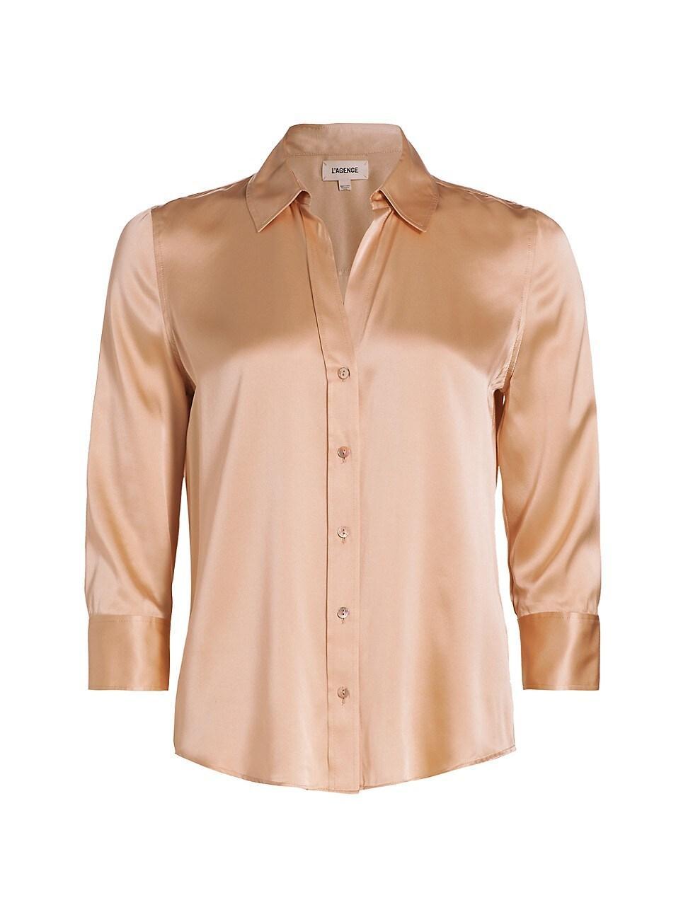 Womens Dani Three-Quarter Sleeve Silk Blouse - Petal - Size Medium Product Image