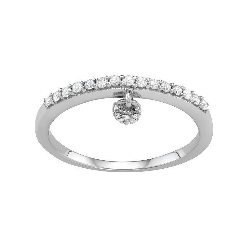 Jewelexcess Sterling Silver 1/5 Carat T.W. Diamond Heart Charm Ring, Womens Silver Tone Product Image