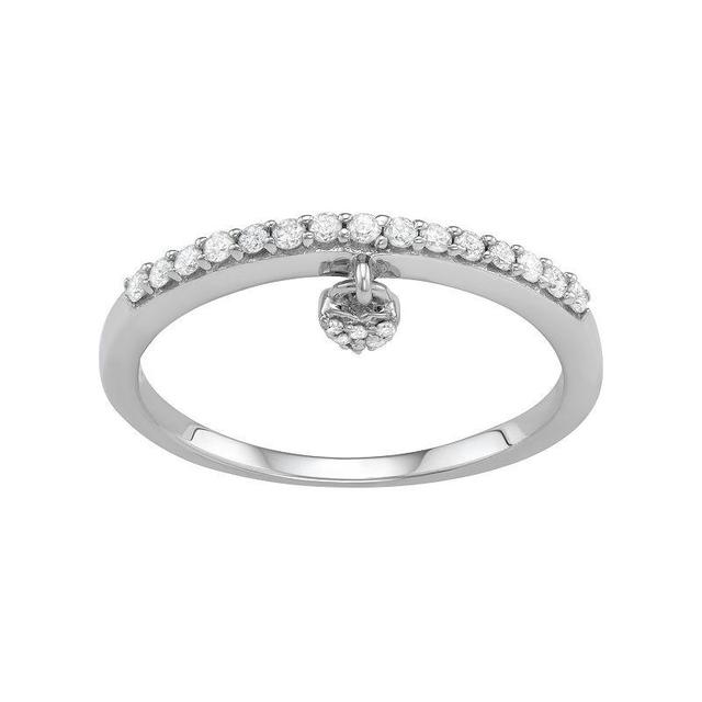 Jewelexcess Sterling Silver 1/5 Carat T.W. Diamond Heart Charm Ring, Womens Silver Tone Product Image