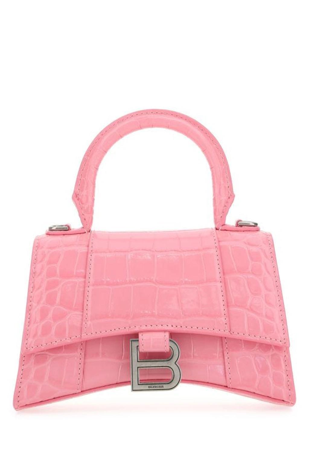 Woman Pink Leather Xs Hourglass Handbag Product Image