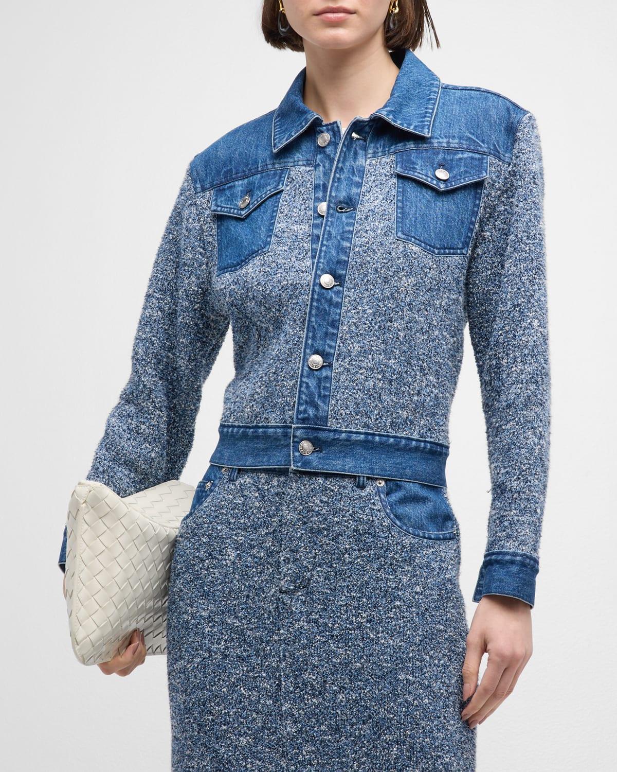 Baylin Cropped Denim Knit Jacket Product Image