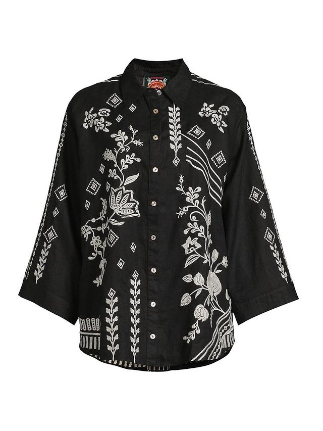 Womens Francis Embroidered Linen Shirt Product Image