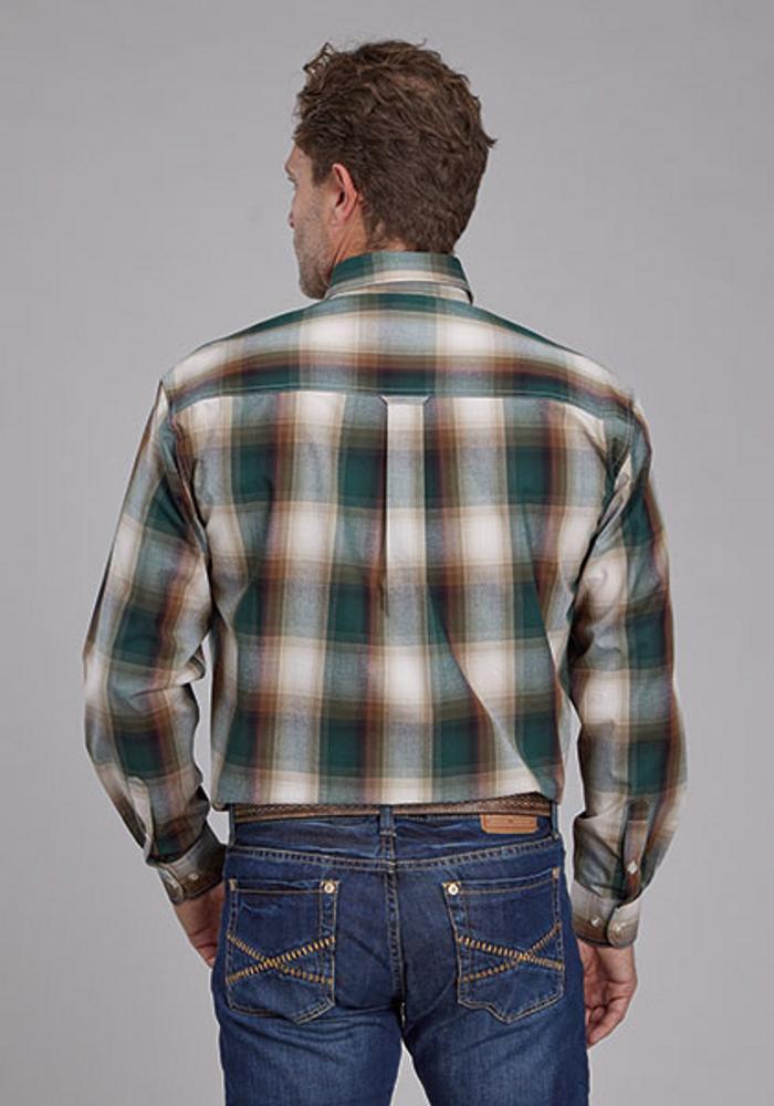 Roper® Men's L/S Green/Brown Plaid Button Shirt Product Image