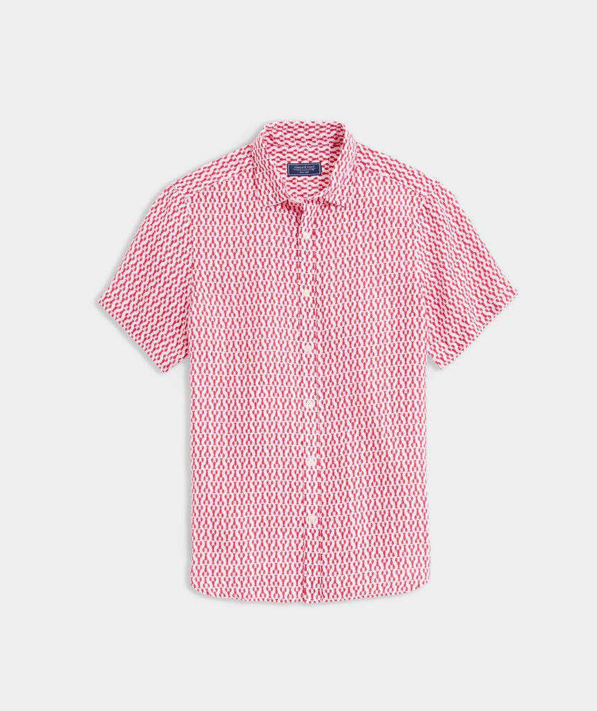 Linen Short-Sleeve Micro Lobsters Shirt Product Image