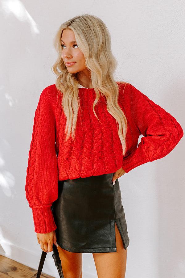 Cabin Parkway Cable Knit Sweater in Red Product Image