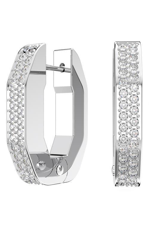 Swarovski Dextera Silver Octagonal Crystal Hoop Earrings Product Image