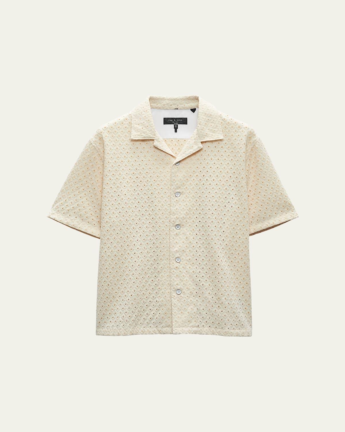 Men's Avery Viscose Linen Diamond Jacquard Camp Shirt Product Image