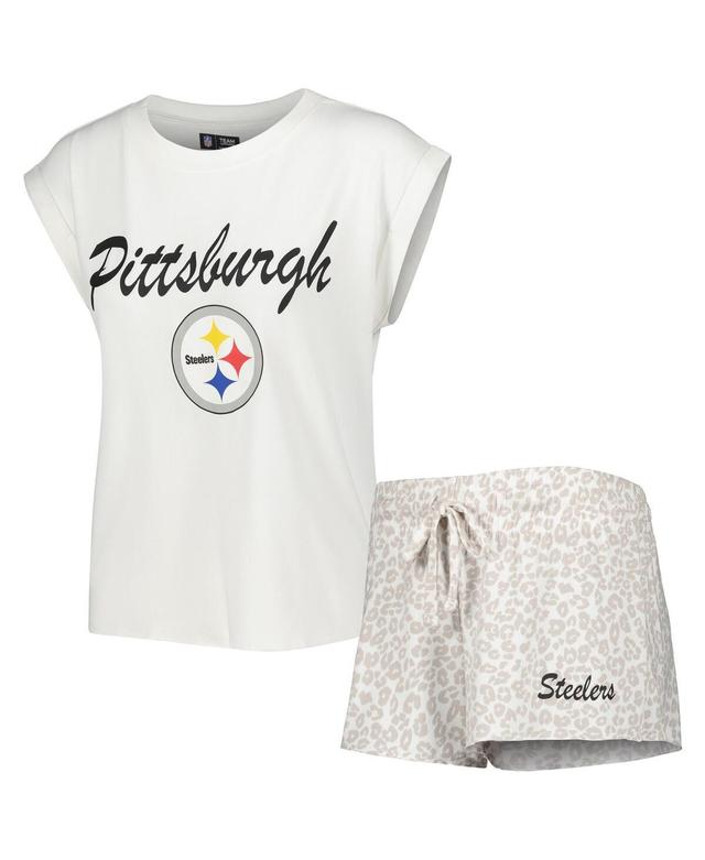 Womens Concepts Sport /Cream Pittsburgh Steelers Montana Knit T-Shirt & Shorts Sleep Set Product Image