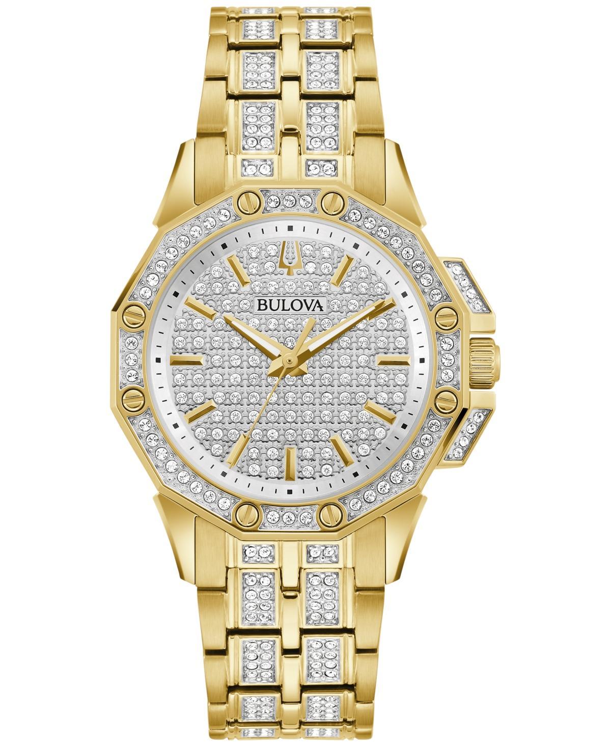 Bulova Womens Crystal Octava Gold-Tone Stainless Steel Bracelet Watch 34mm Product Image