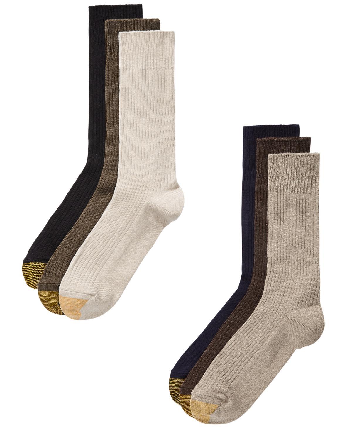 Mens GOLDTOE 6-pack Stanton Crew Socks Grey Product Image