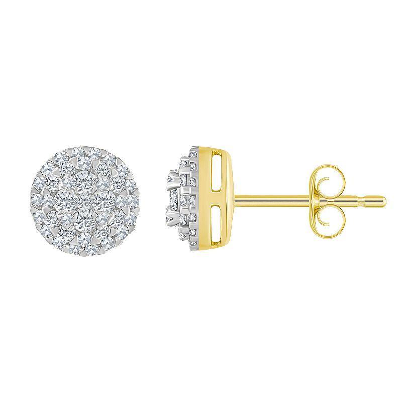 14k Gold 1/3 Carat T.W. Diamond Round Cluster Stud Earrings, Womens, White Product Image