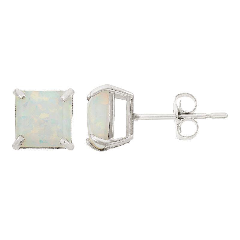 Designs by Gioelli Lab-Created Opal 10k White Gold Stud Earrings, Womens Product Image