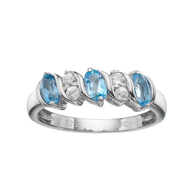 Gemminded Sterling Silver Blue & White Topaz Ring, Womens Product Image