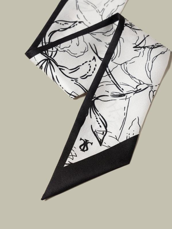 Floral Sketch Twil Silk Ribbon Scarf Product Image