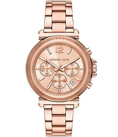 Michael Kors Womens Maren Chronograph Rose Gold-Tone Stainless Steel Watch 40mm - Rose gold-tone Product Image