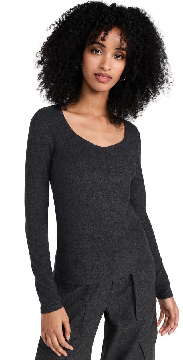 Vince Long Sleeve Cozy Scoop Neck Top H Charcoal XL Product Image