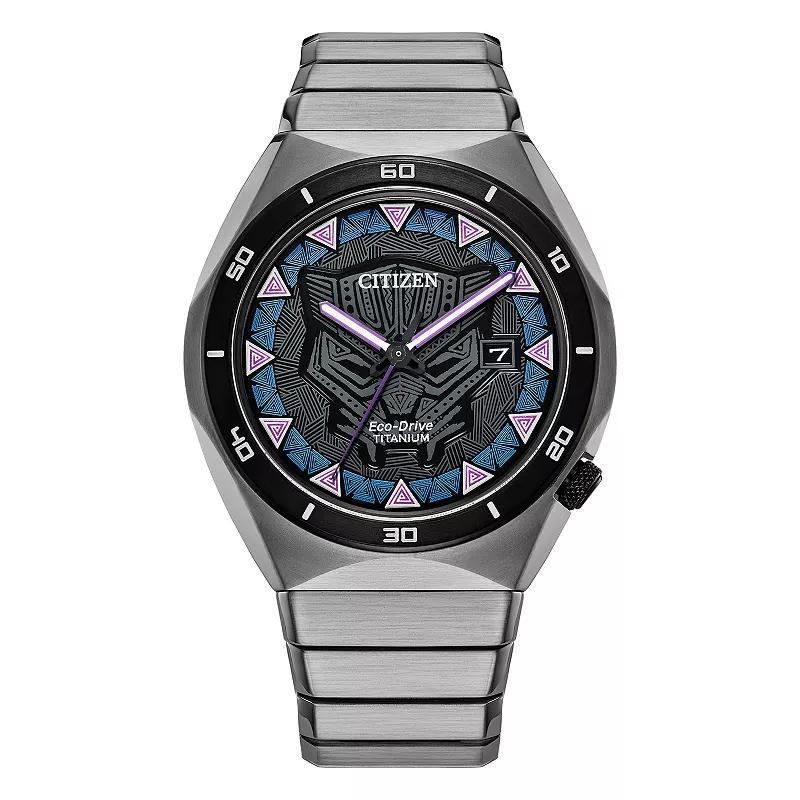 Citizen Mens Marvel Collection Black Panther Three Hand Titanium Bracelet Watch Product Image