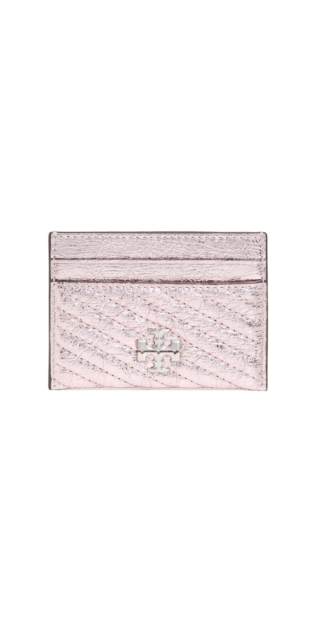 TORY BURCH Kira Metallic Moto Quilt Card Case Sparkle Pink Product Image